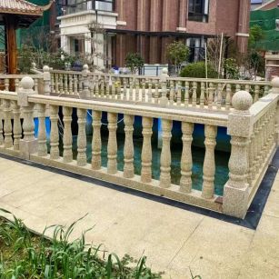 厦门黄金麻花岗岩石材栏杆，扶手，将军柱，花瓶柱