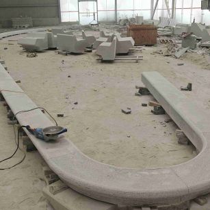 厦门 芝麻白花岗岩弧形花坛石，坐凳石