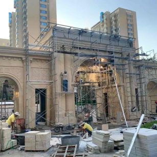 厦门 黄金麻荔枝面花岗岩小区门楼外墙干挂