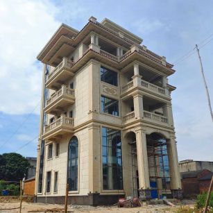 厦门 黄金麻花岗岩石材别墅外墙干挂搭配（雕花栏杆花瓶柱门楼罗马柱）