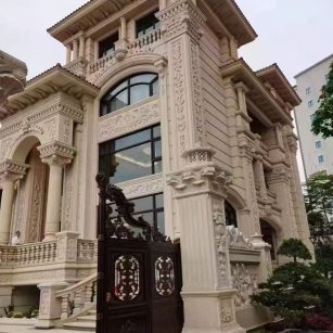 厦门 黄金麻花岗岩别墅外墙干挂效果展示