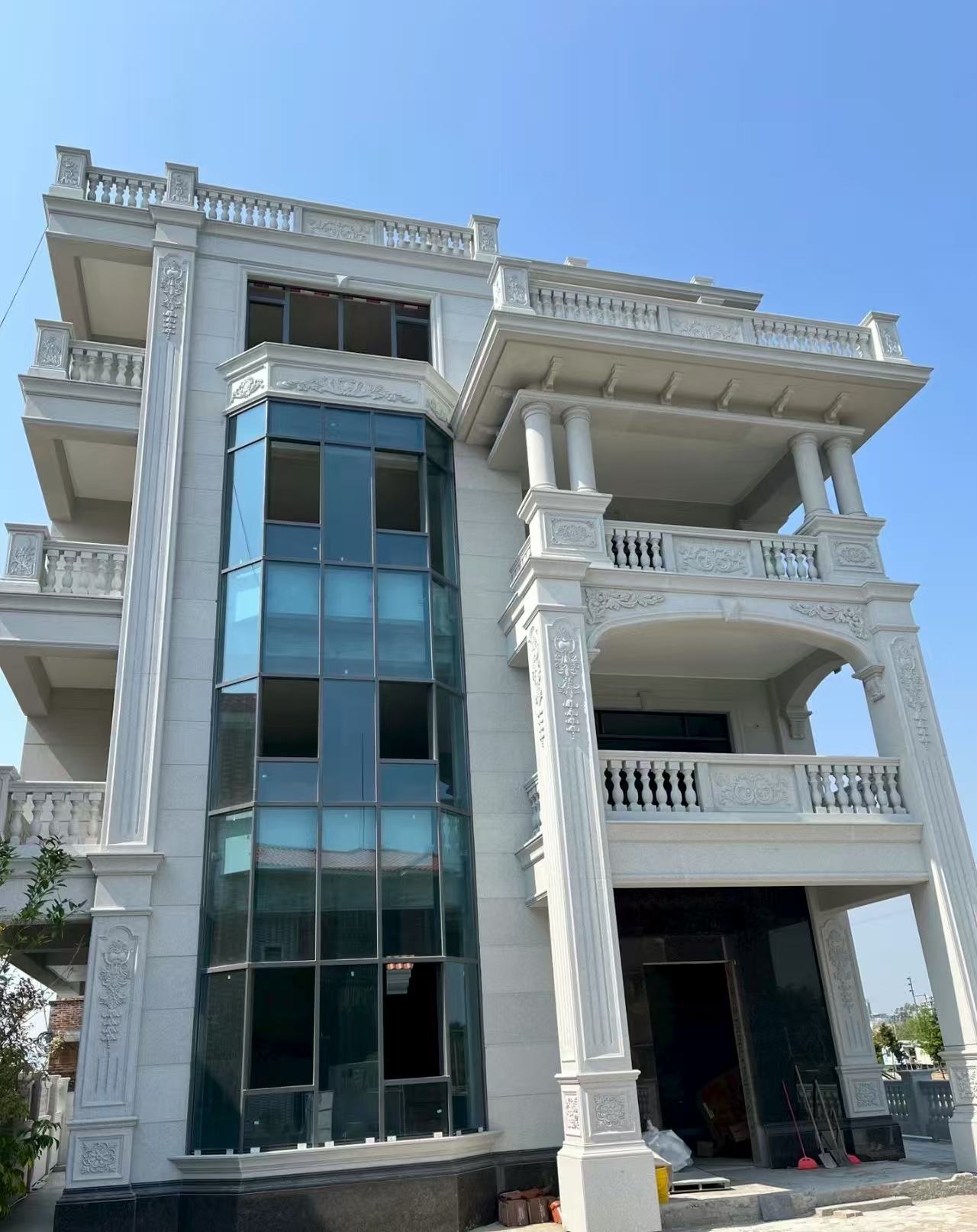 厦门 白麻花岗岩别墅外墙干挂效果展示