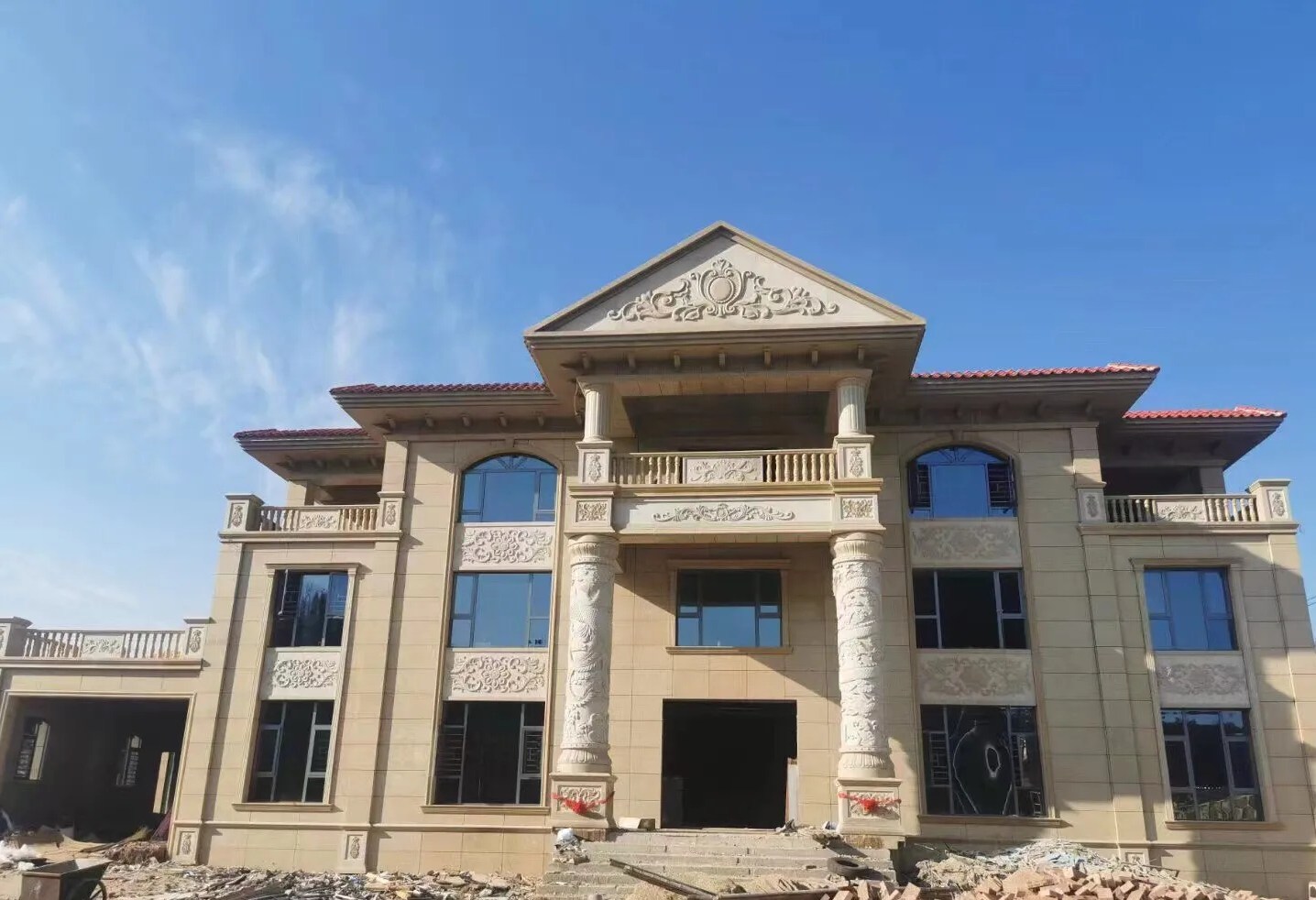 厦门 黄金麻花岗岩别墅外墙干挂