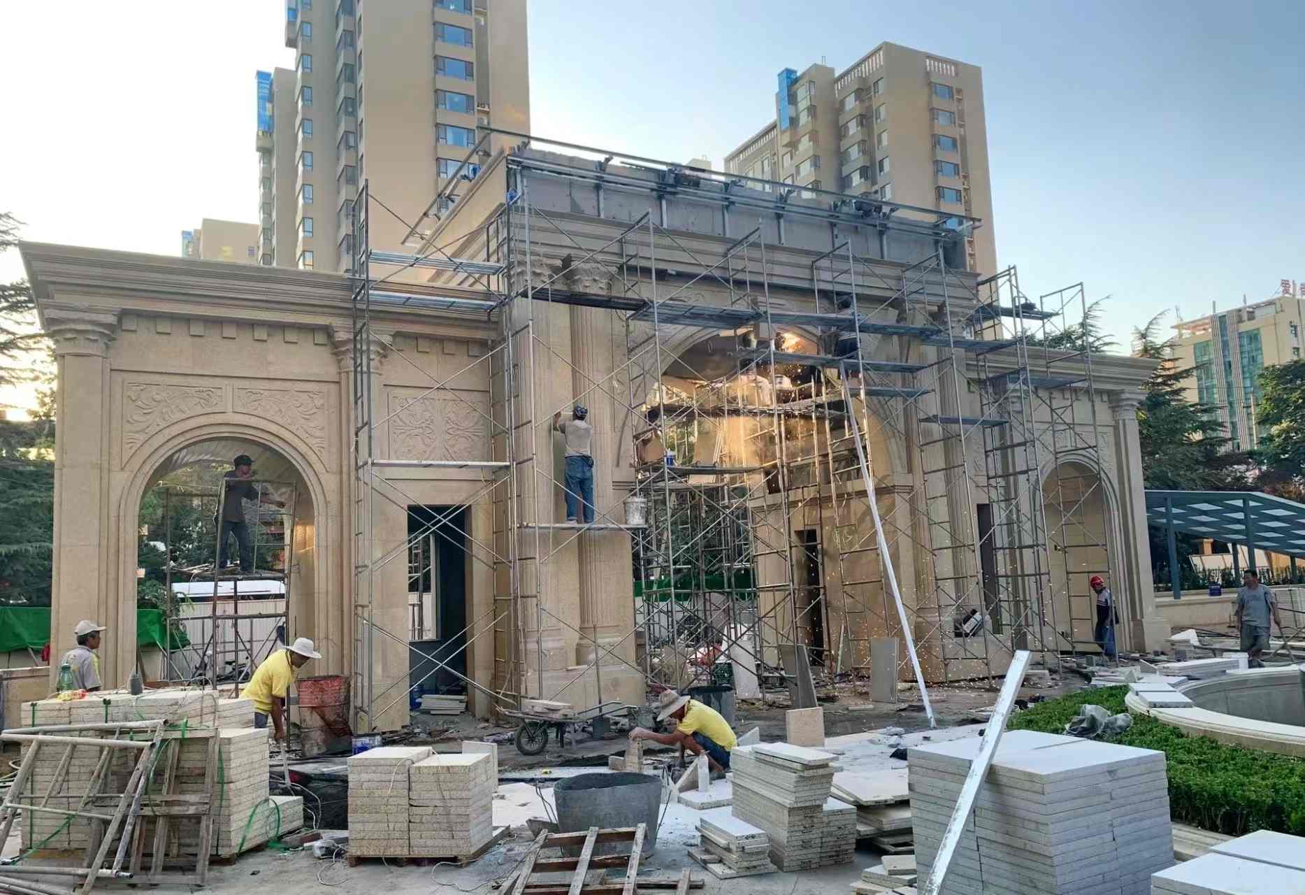 厦门 黄金麻荔枝面花岗岩小区门楼外墙干挂