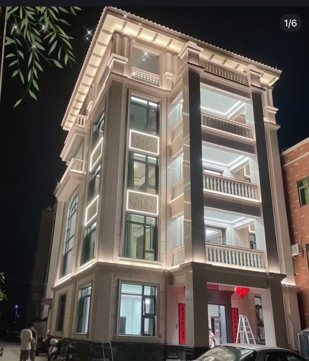 厦门 芝麻白花岗岩别墅外墙夜间效果